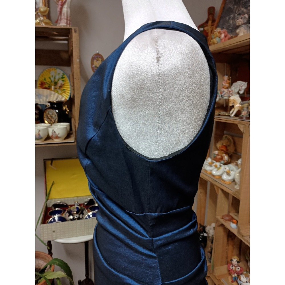 VTG Y2K Betsy & Adam Cocktail Dress Womens Small Royal Blue Babydoll Ruched - Picture 6 of 11